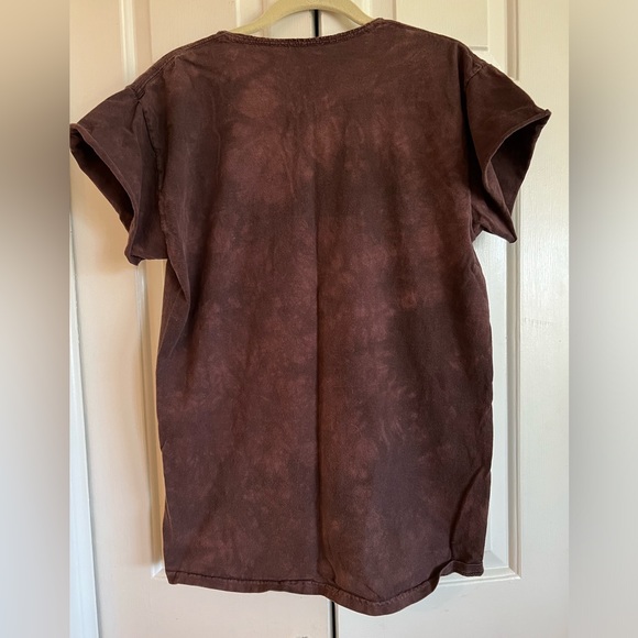 OWL 🦉 Short Sleeve Shirt : Dark Brown TieDye Look on Back - Picture 6 of 6